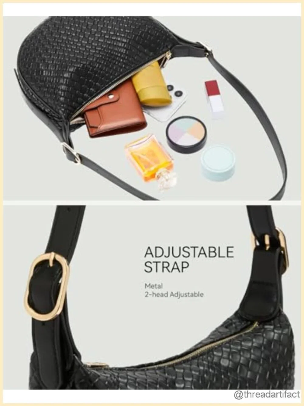 Vegan Leather Crescent Crossbody Bag Adjustable Strap Hobo Handbag